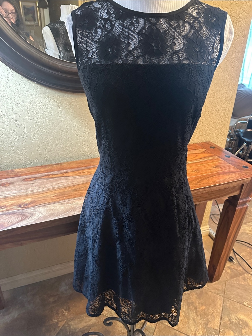 Banana Republic Black Lace Fit & Flare Dress (H)